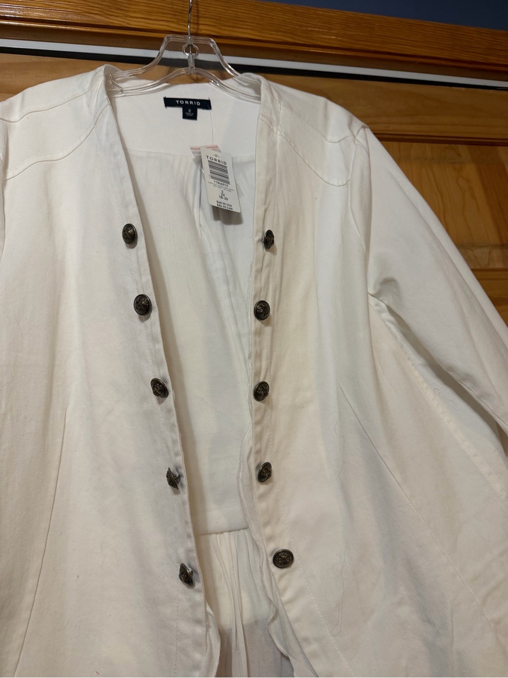 torrid Cream Layered Ruffle-Hem Button Jacket - Picture 5 of 9